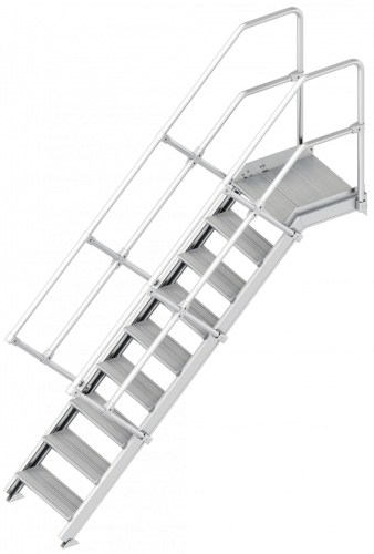 Layher 1126109 Alu-Treppe mit Plattform 0,60 x 1,80 m | AH 3,80 m (45°) 3,80